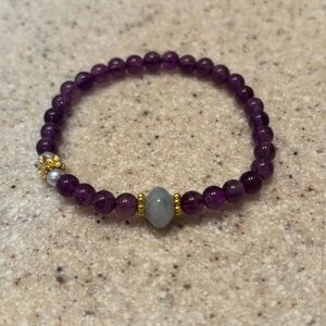 Purple Crystal Bracelet With Jade